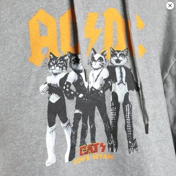 AC/DC Cats Hoodie Cats Love Nyan Feline Rock Band Music 100% Cotton Sweatshirt - Picture 7 of 12